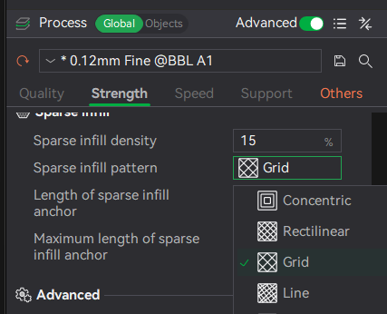 Infill settings