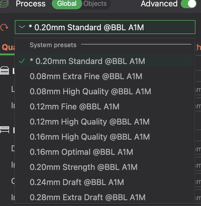 Layer height settings